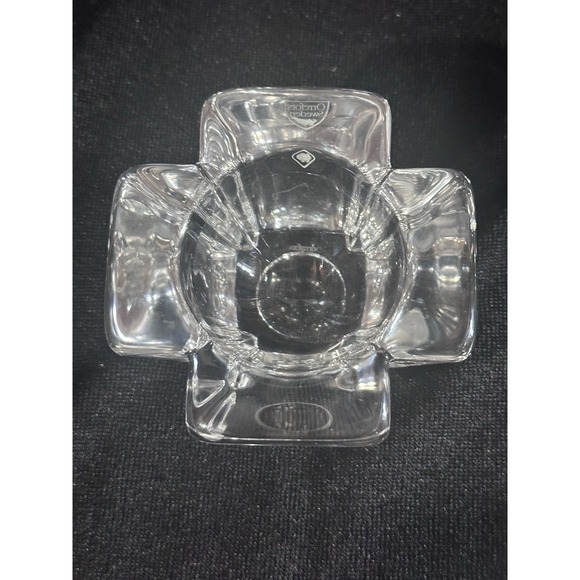 Art Deco Orrefors Crystal Tea Light Votive Candle Holder Sweden Signed & Sticker - Picture 2 of 9